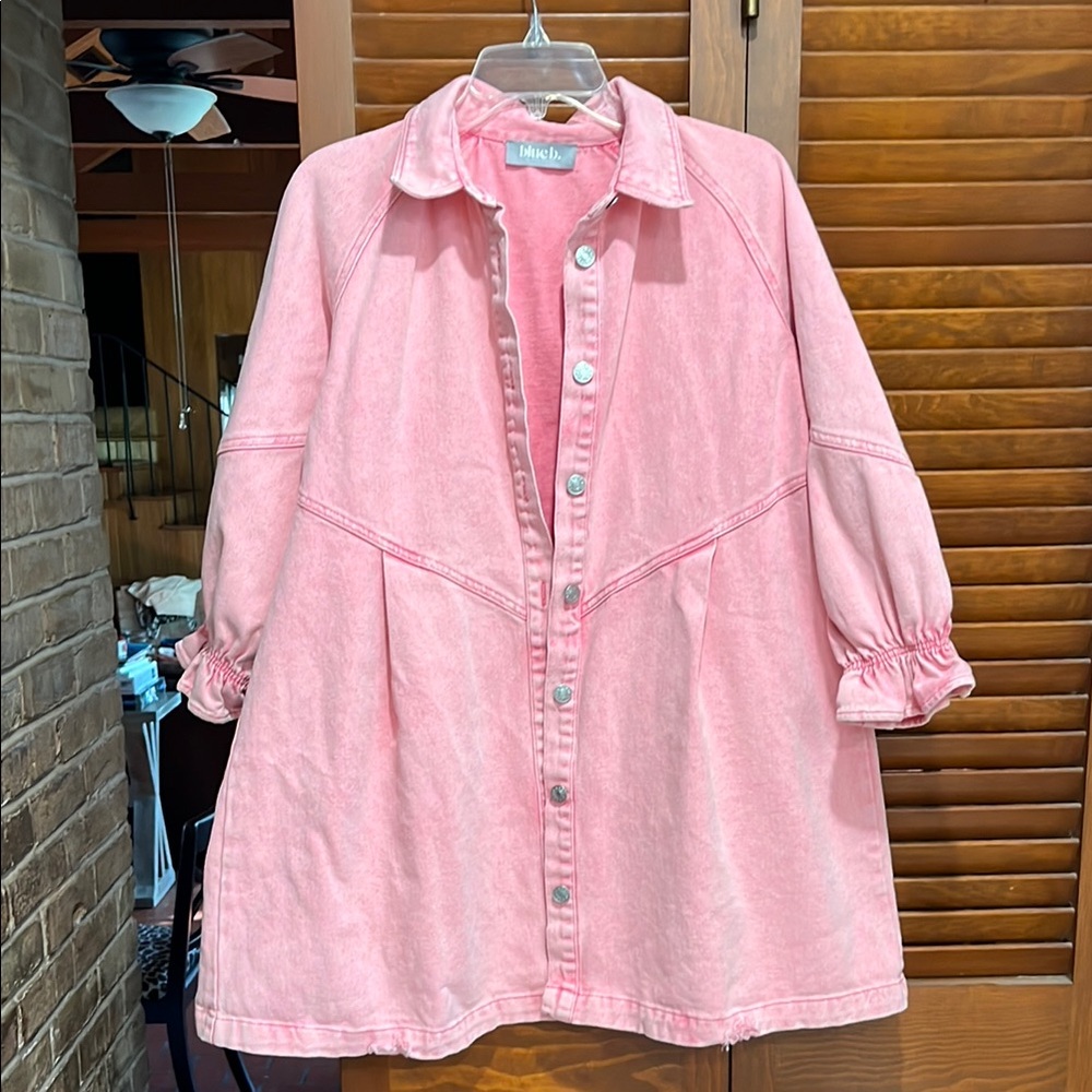 Blue B. Pink Button-Up Denim Women's Jacket